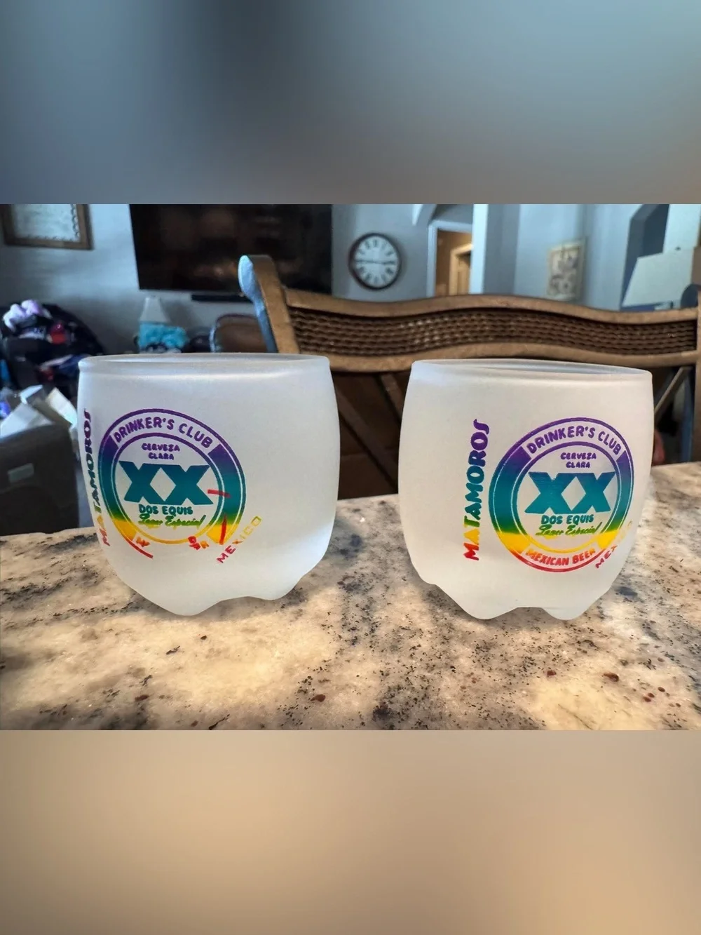Dos equis Frosted White Shot Glasses Set of 2 - Souvenir